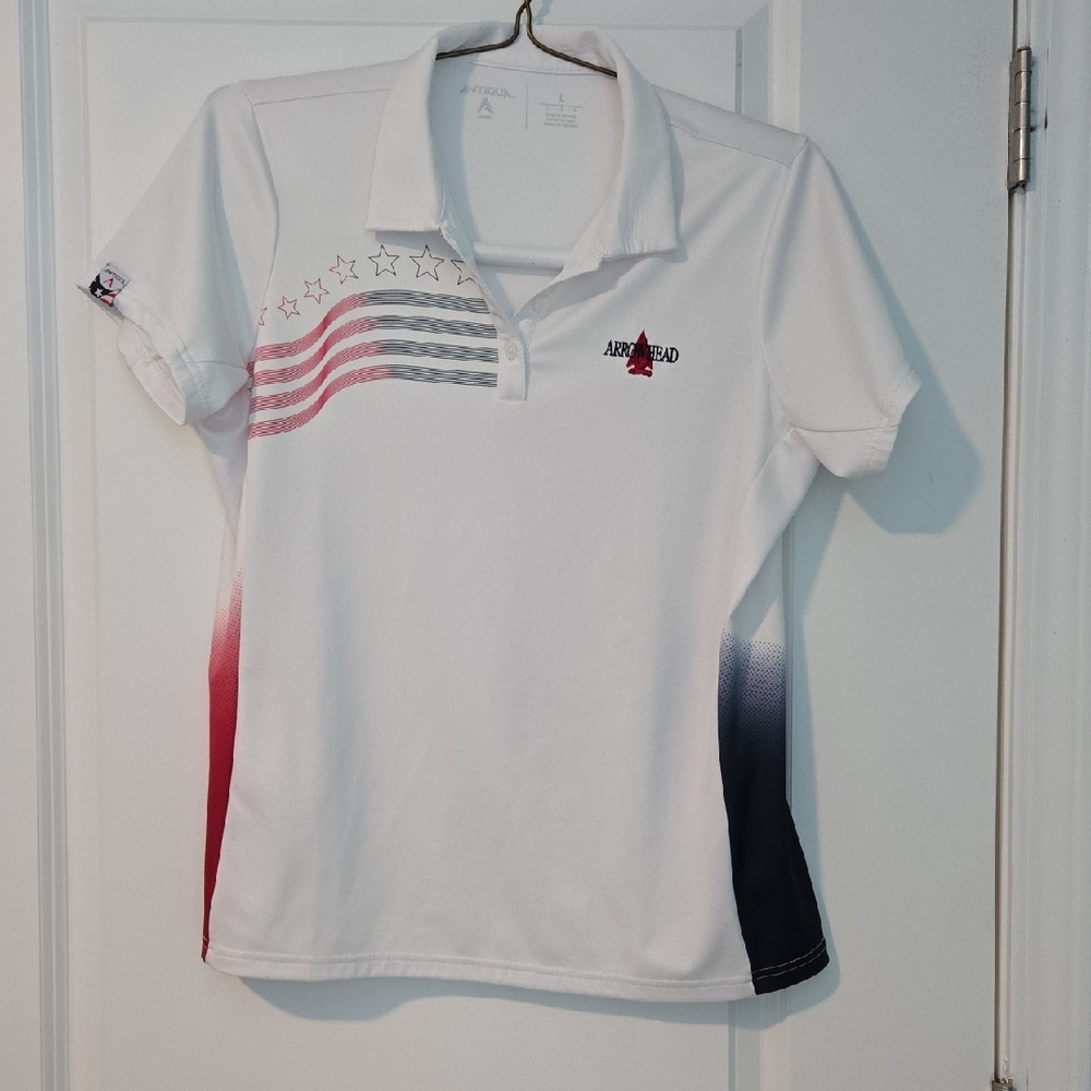 Antigua Polo with Red and Blue Accents